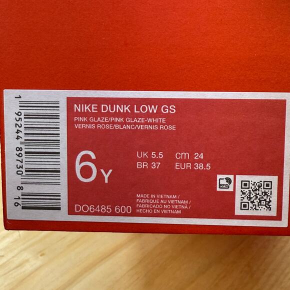 NEW Nike Dunk Low Pink Glaze Velvet NBY DO6485-600 GS Womens Size 7.5 / 6Y - Picture 8 of 10